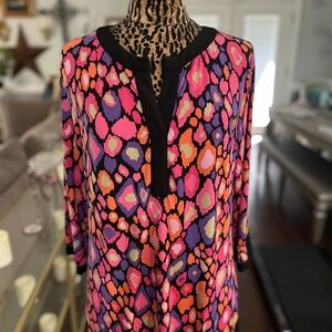 Dana Buchman Pink and Purple Patterned Blouse